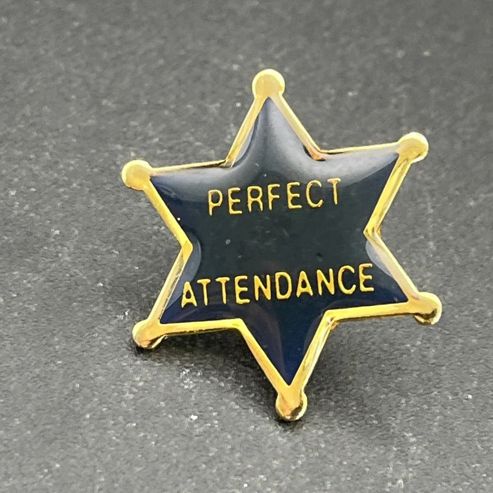 Perfect Attendance Sheriff Star Lapel Hat Pin‎